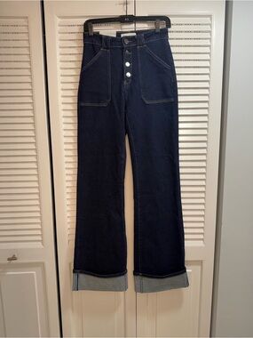 Nina Rossi 
High-Rise Wide-Leg Jeans in Dark Indigo